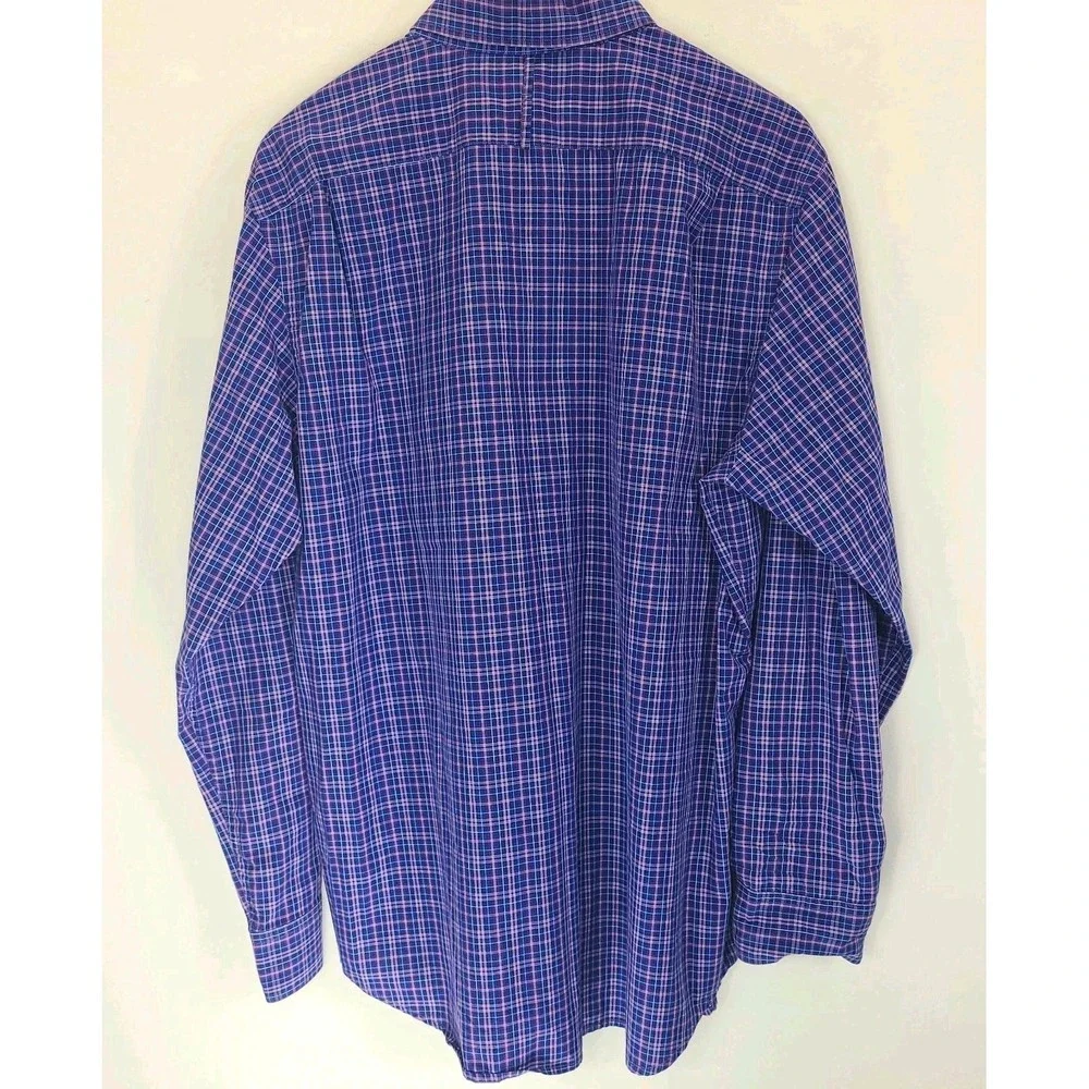 Banana Republic Soft Wash Shirt Mens XL Purple Blue Plaid Button Down Cotton
